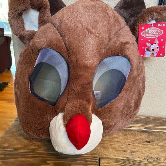 Rudolph The Red Nosed Reindeer Greeter Plush Head Mask NWT - Picture 8 of 10